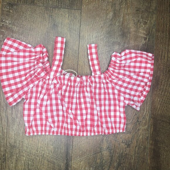 Baby Girls Ruffle Sleeve Top Red Checkered and Black Bowknot Shorts Set 6-9 mont - Picture 3 of 5